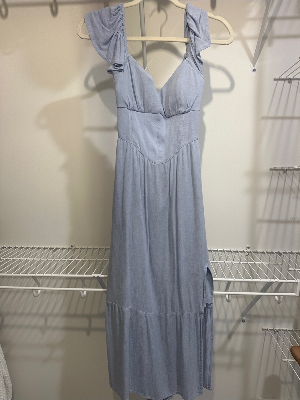 Hollister Light Blue Ruffled Strap Midi Dress